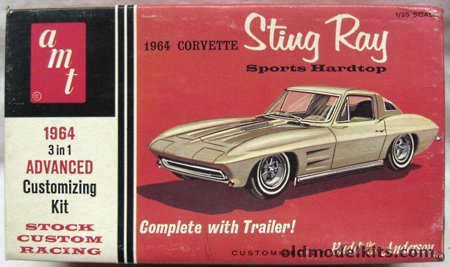 AMT 1/25 Chevrolet 1964 Corvette Stingray With Trailer Stock / Custom